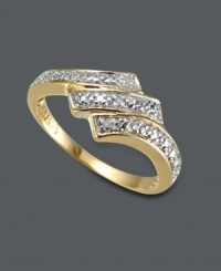 Looking for a little glitz and glamour? This sweet style by Victoria Townsend adds the perfect touch. Crafted in 18k gold over sterling silver, ring features a unique diamond-accented twist design. Size 7. Looking for a little glitz and glamour? This sweet style by Victoria Townsend adds the perfect touch. Crafted in 18k gold over sterling silver, ring features a unique diamond-accented twist design. Size 7.