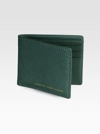 Traditional wallet in handsomely textured leather.One bill compartmentSix card slotsLeather4½W x 3HImported Traditional wallet in handsomely textured leather.One bill compartmentSix card slotsLeather4½W x 3HImported