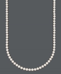 Stately polish. Belle de Mer's eternally elegant necklace highlights grade A+, cultured freshwater pearls (7-1/2-8 mm) and a 14k gold clasp. Approximate length: 30 inches. Stately polish. Belle de Mer's eternally elegant necklace highlights grade A+, cultured freshwater pearls (7-1/2-8 mm) and a 14k gold clasp. Approximate length: 30 inches.