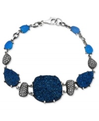 Go bold in blue. Genevieve & Grace's link bracelet, set in sterling silver, dazzles with blue druzy and triangular-cut agate (7 mm x 6 mm). Approximate length: 7-1/4 inches. Approximate width: 7/8 inch.