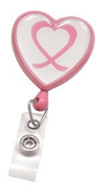 Pink Badge Reel w/ Domed Awareness Label, Clear Vinyl Strap & Swivel Spring Clip. 2120-7630
