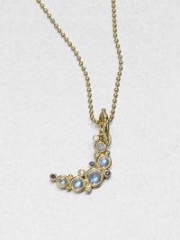 A celestial design featuring royal blue moonstones, diamonds and sapphires set in 18k gold. Royal blue moonstonesDiamonds, .045 tcwSapphires18k goldPendant size, about 1Fixed baleMade in ItalyPlease note: Chain sold separately. A celestial design featuring royal blue moonstones, diamonds and sapphires set in 18k gold. Royal blue moonstonesDiamonds, .045 tcwSapphires18k goldPendant size, about 1Fixed baleMade in ItalyPlease note: Chain sold separately.