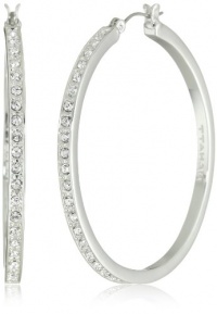 T Tahari Silver with Crystal Hoop Earrings T Tahari Silver with Crystal Hoop Earrings