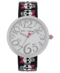 Show your bones. This edgy Betsey Johnson watch features a skull print at the bracelet. Show your bones. This edgy Betsey Johnson watch features a skull print at the bracelet.