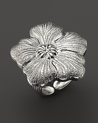 A delicate gardenia, captured at the height of its beauty in sterling silver, blooms on this ring from Buccellati. A delicate gardenia, captured at the height of its beauty in sterling silver, blooms on this ring from Buccellati.