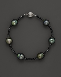 14K White Gold Tahitian Pearl and Black Spinel Bracelet 14K White Gold Tahitian Pearl and Black Spinel Bracelet