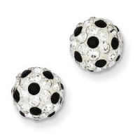 Genuine IceCarats Designer Jewelry Gift Sterling Silver Black & White Swarovski Crystals Post Earrings Genuine IceCarats Designer Jewelry Gift Sterling Silver Black & White Swarovski Crystals Post Earrings