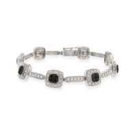 Sterling Silver 2/5ct TDW Black Diamond Square Link Bracelet Sterling Silver 2/5ct TDW Black Diamond Square Link Bracelet