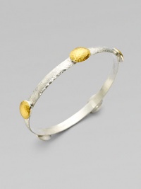 Beautifully textured stations in radiant 24k gold on a sterling silver bangle. Sterling silver24k goldDiameter, about 2½Slip-on styleImported Beautifully textured stations in radiant 24k gold on a sterling silver bangle. Sterling silver24k goldDiameter, about 2½Slip-on styleImported
