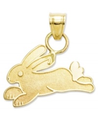 Show everyone you're equipped with speed, dexterity and an abundance of cuteness with this shimmering 14k gold rabbit charm. Chain not included. Approximate drop length: 1/2 inch. Approximate drop width: 5/7 inch. Show everyone you're equipped with speed, dexterity and an abundance of cuteness with this shimmering 14k gold rabbit charm. Chain not included. Approximate drop length: 1/2 inch. Approximate drop width: 5/7 inch.