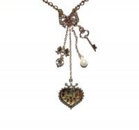 Betsey Johnson Leopard Heart Bow Charm Necklace Betsey Johnson Leopard Heart Bow Charm Necklace