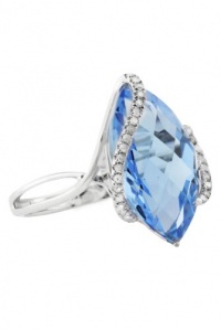 Effy Jewlery 14K White Gold Blue Topaz & Diamond Ring, 7.27 TCW Ring size 7 Effy Jewlery 14K White Gold Blue Topaz & Diamond Ring, 7.27 TCW Ring size 7