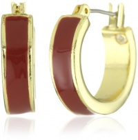 Anne Klein Union Square Gold-Tone Red Enamel Hoop Earrings