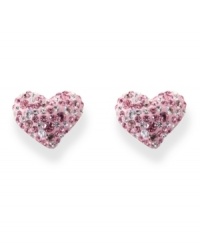 Forever a romantic at heart. Pink and white crystals dance on these Swarovski heart earrings, crafted from mixed metal. Approximate drop: 1 inch. Forever a romantic at heart. Pink and white crystals dance on these Swarovski heart earrings, crafted from mixed metal. Approximate drop: 1 inch.