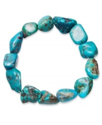 Add bohemian flavor to your look in Avalonia Road's chic stretch bracelet. Crafted from asymmetrical turquoise nuggets (25 ct. t.w.), bracelet stretches to fit wrist. Approximate length: 7 inches. Add bohemian flavor to your look in Avalonia Road's chic stretch bracelet. Crafted from asymmetrical turquoise nuggets (25 ct. t.w.), bracelet stretches to fit wrist. Approximate length: 7 inches.
