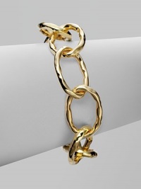 A glossy hammered design with large, statement links in 18k gold. 18k goldS-hook closureLength, about 7Made in Italy A glossy hammered design with large, statement links in 18k gold. 18k goldS-hook closureLength, about 7Made in Italy