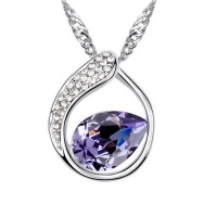 Contessa Bella Fancy Genuine 18k White Gold Plated Purple and Clear Swarovski Austrian Crystal Elements Beautiful Teardrop Circle of Life Love Women Charm Pendant Necklace Elegant Silver Color Crystal Fashion Jewelry Contessa Bella Fancy Genuine 18k White Gold Plated Purple and Clear Swarovski Austrian Crystal Elements Beautiful Teardrop Circle of Life Love Women Charm Pendant Necklace Elegant Silver Color Crystal Fashion Jewelry