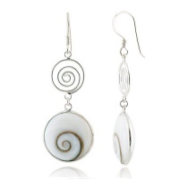 Chuvora Sterling Silver Shiva Eye Swirl Shell Double Round Drop Earrings Chuvora Sterling Silver Shiva Eye Swirl Shell Double Round Drop Earrings
