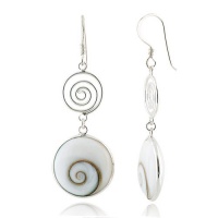 Chuvora Sterling Silver Shiva Eye Swirl Shell Double Round Drop Earrings