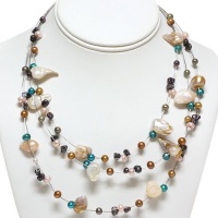 3-Row Multi-Color Genuine Freshwater Pearl Necklace 16 With A Lobster Clasp 3-Row Multi-Color Genuine Freshwater Pearl Necklace 16 With A Lobster Clasp