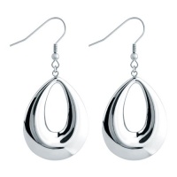 Inox Women's Stainless Steel dangling earrings with a hollow drop dangling. (40mm) Inox Women's Stainless Steel dangling earrings with a hollow drop dangling. (40mm)