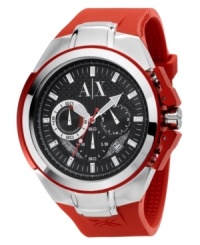 A sleek, multifunctional sports watch with rich color, from AX Armani Exchange. A sleek, multifunctional sports watch with rich color, from AX Armani Exchange.