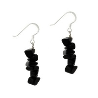 Genuine Onyx Stone Sterling Silver Dangle Chip Earrings Genuine Onyx Stone Sterling Silver Dangle Chip Earrings