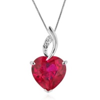 7.50 Carat tw Ruby & White Sapphire Heart Pendant in Sterling Silver with Chain. Stone Size 12x12 7.50 Carat tw Ruby & White Sapphire Heart Pendant in Sterling Silver with Chain. Stone Size 12x12