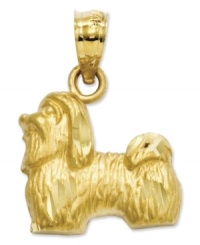 Pay tribute to your favorite breed! This adorable Shih Tzu charm will melt your heart. Crafted in diamond-cut 14k gold. Chain not included. Approximate length: 7/10 inch. Approximate width: 1/2 inch. Pay tribute to your favorite breed! This adorable Shih Tzu charm will melt your heart. Crafted in diamond-cut 14k gold. Chain not included. Approximate length: 7/10 inch. Approximate width: 1/2 inch.