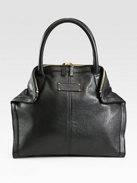 A sleek design in supple leather, perfect for all your daily essentials.Double top handles, 5 dropTop zip closureMagnetic fold-down cornersOne inside zip pocketOne inside open pocketCotton lining13½W X 12H X 4½DMade in Italy A sleek design in supple leather, perfect for all your daily essentials.Double top handles, 5 dropTop zip closureMagnetic fold-down cornersOne inside zip pocketOne inside open pocketCotton lining13½W X 12H X 4½DMade in Italy