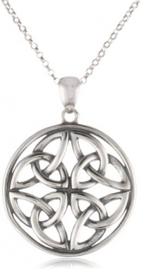 Sterling Silver Celtic Knot Round Pendant Necklace, 18