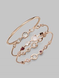 From the Sugar Kissed Collection. Multi shapes of richly faceted clear quartz are elegantly set all around a bangle of sterling silver and 18k gold, finished in the warm glow of 18k rose goldplating.Clear quartz18k gold and sterling silver with 18k rose goldplatingDiameter, about 2½Imported