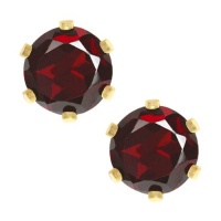 2.00 Ct Round 6.00MM Red Garnet 6 Prongs Gold Plated Stud Earrings 2.00 Ct Round 6.00MM Red Garnet 6 Prongs Gold Plated Stud Earrings