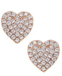 Fall in love all over again. These sparkly stud earrings from CRISLU flaunt a heart design decorated with hand-cut cubic zirconias (1/4 ct. t.w.). Set in 18k rose-gold over sterling silver. Nickel-free. Approximate drop: 1/4 inch. Fall in love all over again. These sparkly stud earrings from CRISLU flaunt a heart design decorated with hand-cut cubic zirconias (1/4 ct. t.w.). Set in 18k rose-gold over sterling silver. Nickel-free. Approximate drop: 1/4 inch.