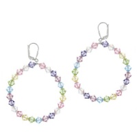 Sterling Silver Multi-Colored Swarovski Elements 5mm Circle Drop Lever Back Earrings Sterling Silver Multi-Colored Swarovski Elements 5mm Circle Drop Lever Back Earrings