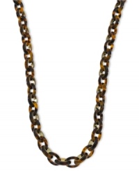 Trendy tortoise tones let this long, linked necklace from Michael Kors stand out from the crowd. Crafted in tortoise acetate and steel. Approximate length: 34 inches. Trendy tortoise tones let this long, linked necklace from Michael Kors stand out from the crowd. Crafted in tortoise acetate and steel. Approximate length: 34 inches.