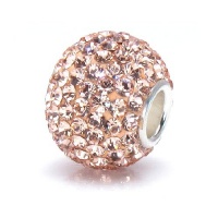 Bella Fascini Peach Crystal Pave Round Charm - Large European Charm Bracelet Bling Bead or Pendant - Fits Perfectly on Chamilia Moress Pandora and All Compatible Brands Bella Fascini Peach Crystal Pave Round Charm - Large European Charm Bracelet Bling Bead or Pendant - Fits Perfectly on Chamilia Moress Pandora and All Compatible Brands