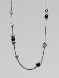 From the David Yurman Element Collection. Sterling silver, hematite and black onyx stations are suspended on a mini box chain.Hematite & black onyx Sterling silver Length, about 48 Lobster clasp closure Imported From the David Yurman Element Collection. Sterling silver, hematite and black onyx stations are suspended on a mini box chain.Hematite & black onyx Sterling silver Length, about 48 Lobster clasp closure Imported