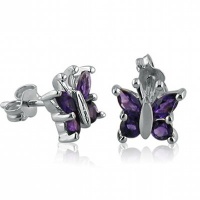 Sterling Silver Amethyst Butterfly Earrings .75ct tgw Sterling Silver Amethyst Butterfly Earrings .75ct tgw