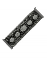 Gray matters. A hematite tone mixed metal setting and beaded embellishment make a stylish statement on Vince Camuto's station bracelet. The neutral color scheme makes it easy to mix and match within your wardrobe. Approximate length: 7-1/2 inches. Gray matters. A hematite tone mixed metal setting and beaded embellishment make a stylish statement on Vince Camuto's station bracelet. The neutral color scheme makes it easy to mix and match within your wardrobe. Approximate length: 7-1/2 inches.