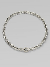 From the Chain Collection. A simply chic style featuring alternating smooth and cable links with a brilliant center link encrusted in diamonds. Sterling silverDiamonds, .81 tcwLength, about 17Push clasp closureImported From the Chain Collection. A simply chic style featuring alternating smooth and cable links with a brilliant center link encrusted in diamonds. Sterling silverDiamonds, .81 tcwLength, about 17Push clasp closureImported