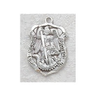 Sterling Silver Ladies Police Saint Michael Patron Saint Medal Necklace