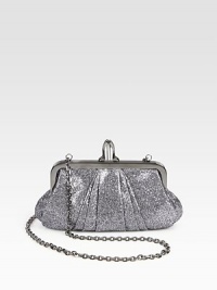 The epitome of glamour, this pleated clutch with signature red lining outshines the rest.Concealable shoulder chain strap, 24½ dropTop clasp closureOne inside open pocketSignature red lining9½W X 5½H X 2DMade in Italy The epitome of glamour, this pleated clutch with signature red lining outshines the rest.Concealable shoulder chain strap, 24½ dropTop clasp closureOne inside open pocketSignature red lining9½W X 5½H X 2DMade in Italy