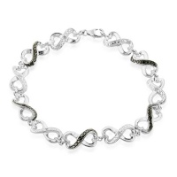 Black and White Diamond Accented Infinity Bracelet in Sterling Silver 7.5 Black and White Diamond Accented Infinity Bracelet in Sterling Silver 7.5