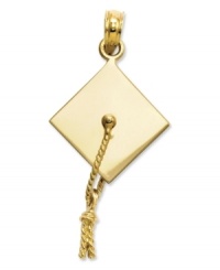 Commemorate an exceptional moment. Give your grad the perfect gift with this polished graduation cap charm.Crafted in 14k gold Chain not included. Approximate length: 1-1/5 inches. Approximate width: 3/5 inch. Commemorate an exceptional moment. Give your grad the perfect gift with this polished graduation cap charm.Crafted in 14k gold Chain not included. Approximate length: 1-1/5 inches. Approximate width: 3/5 inch.