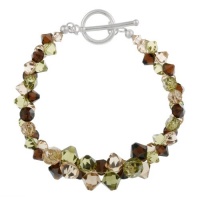 Sterling Silver Earth Tones Swarovski Elements Graduated Frontal Toggle Bracelet, 7.5 Sterling Silver Earth Tones Swarovski Elements Graduated Frontal Toggle Bracelet, 7.5