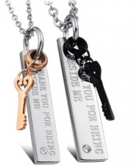 Stainless Steel Thank You For Being Beside Me Couples Pendant Necklace 20 and 18-SN3332 Stainless Steel Thank You For Being Beside Me Couples Pendant Necklace 20 and 18-SN3332