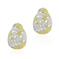 Ryssa925 Micropave Series - Sterling Silver & Sworovski Cubic Zirconia Duo-Color Emerging Egg Earrings