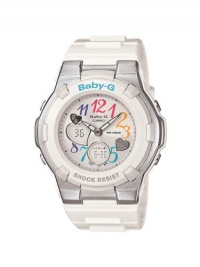 Casio Women's BGA116-7B Baby G Multi Color Dial and White Resin Strap Watch Casio Women's BGA116-7B Baby G Multi Color Dial and White Resin Strap Watch