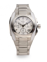 THE LOOKSleek round faceStainless steel case with white enamel inserts: 41 mm(1.6)White dial with luminous handsQuartz movementDate function at 4 o'clockScrew crownWater resistant to 10 ATMTHE MATERIALStainless steelORIGINMade in Switzerland THE LOOKSleek round faceStainless steel case with white enamel inserts: 41 mm(1.6)White dial with luminous handsQuartz movementDate function at 4 o'clockScrew crownWater resistant to 10 ATMTHE MATERIALStainless steelORIGINMade in Switzerland